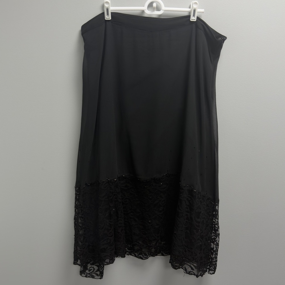 Speed Limit NYC Black Lace Hem Maxi Skirt 1X Plus Size Boho Goth Flowy